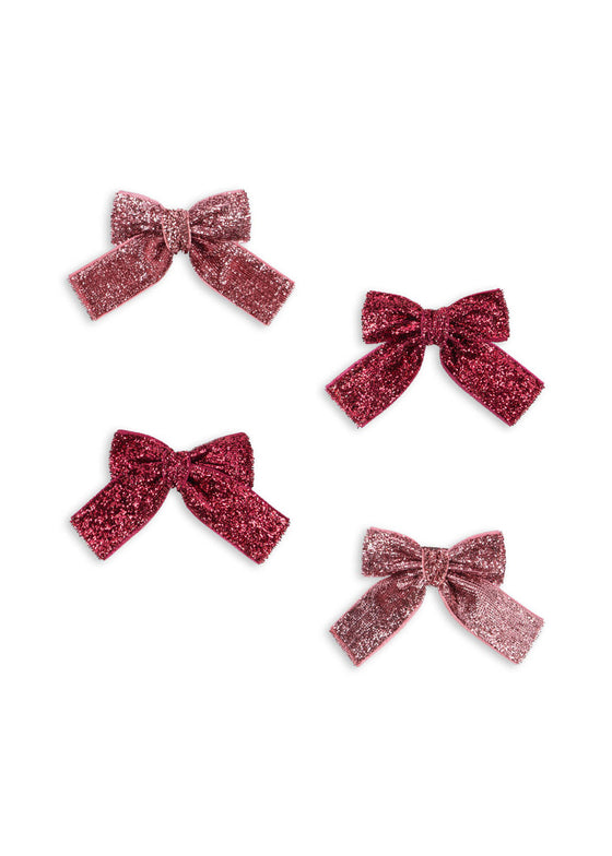 KONGES SLOJD GLITTER BOW HAIR CLIPS PINK MIX