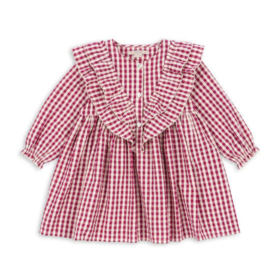 KONGES SLOJD KIM DRESS SANGRIA BUTTER CHECK