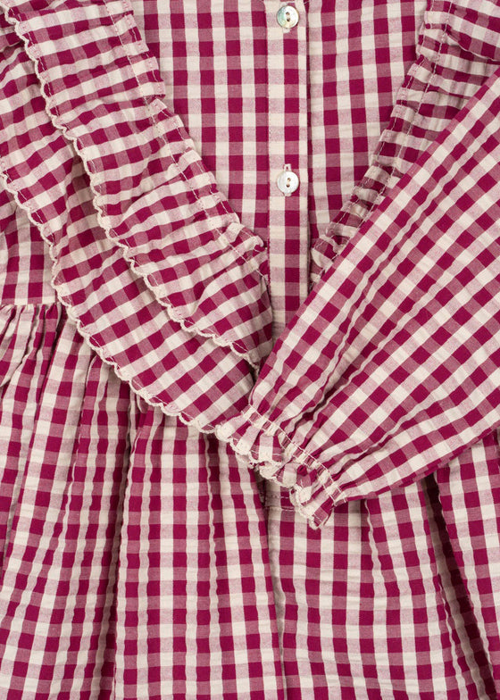 KONGES SLOJD KIM DRESS SANGRIA BUTTER CHECK