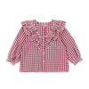 KONGES SLOJD KIM FRILL BLOUSE SANGRIA BUTTER CHECK
