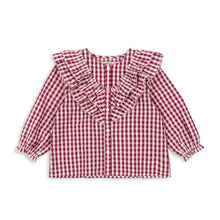  KONGES SLOJD KIM FRILL BLOUSE SANGRIA BUTTER CHECK