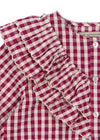 KONGES SLOJD KIM FRILL BLOUSE SANGRIA BUTTER CHECK