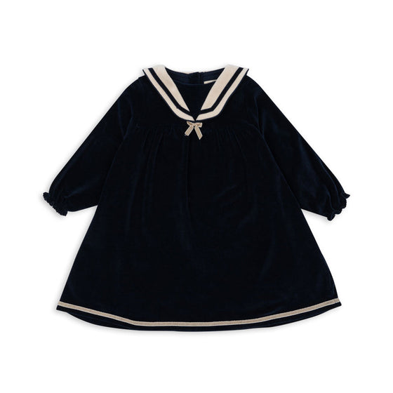 KONGES SLOJD MATELOT VELVET DRESS NAVY