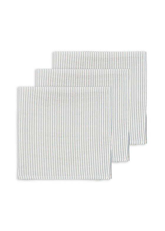 KONGES SLOJD MUSLIN CLOTHS 3 PACK STRIPE BLUIE