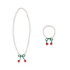 KONGES SLOJD PEARLY NECKLACE BRACELET SET CHERRY