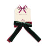 KONGES SLOJD VELVET DOUBLE BOW ELASTICS GREEN SANGRIA