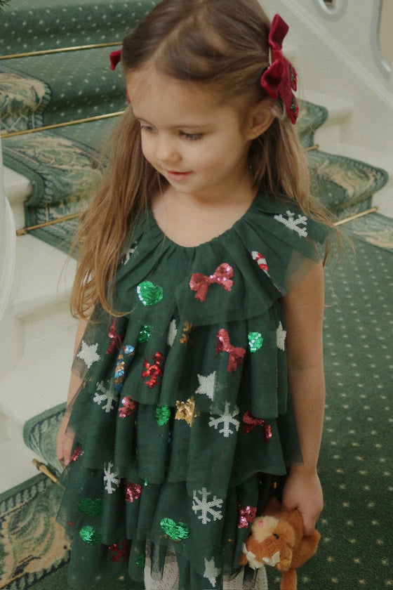 YVONNE CHRISTMAS DRESS - HUNTER GREEN