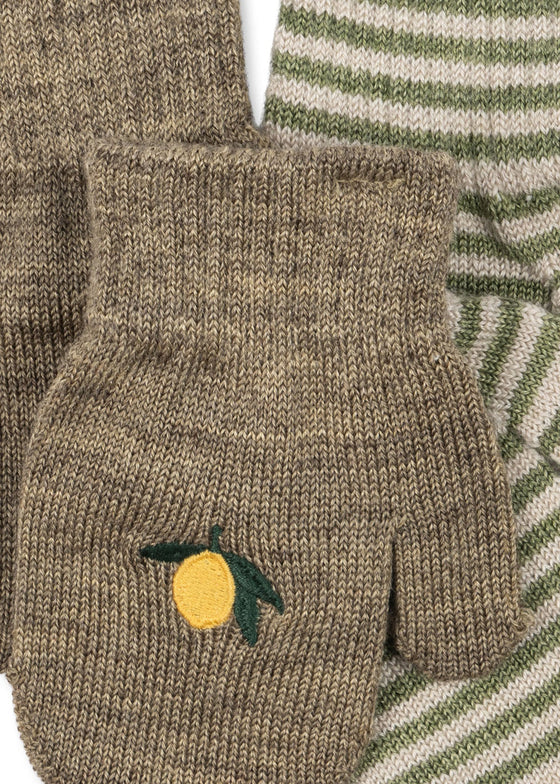 Konges Slojd FILLA MITTENS 2 PACK LEMON STRIPE