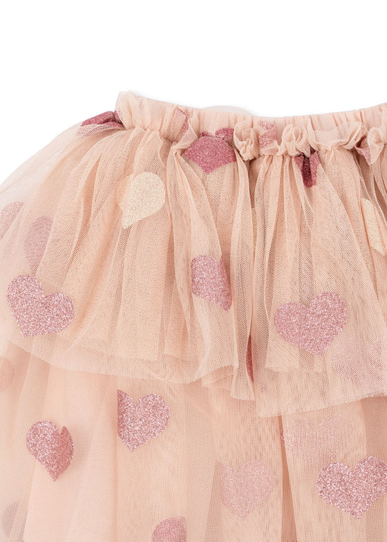 Konges Slojd TULLIE SKIRT HEART ROSE GLITTER