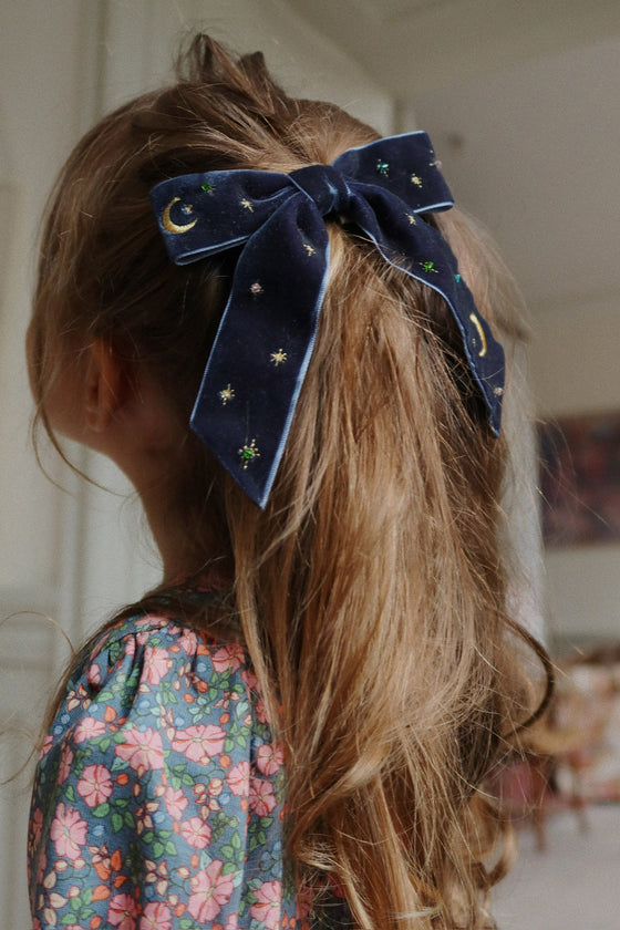 Konges Slojd VELVET BOW HAIR CLIP NAVY NIGHT