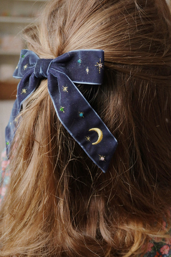 Konges Slojd VELVET BOW HAIR CLIP NAVY NIGHT