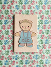Konges Slojd WOODEN TEDDY DRESS UP PUZZLE DUSTY PINK