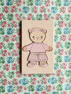 Konges Slojd WOODEN TEDDY DRESS UP PUZZLE DUSTY PINK