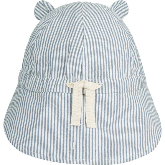 Liewood Gorm Reversible Sun Hat With Ears Blue wave stripe