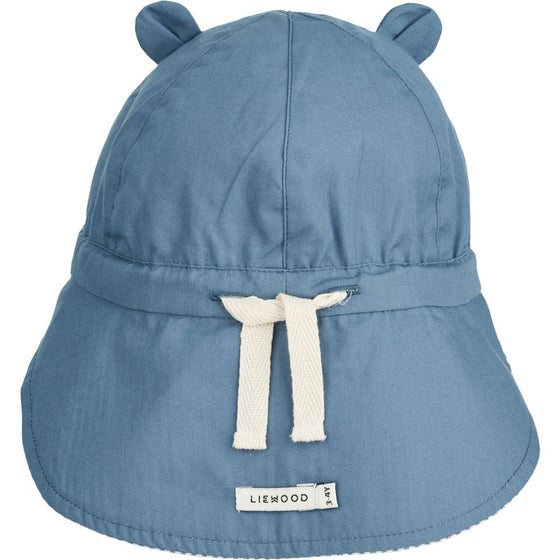 Liewood Gorm Reversible Sun Hat With Ears Blue wave stripe