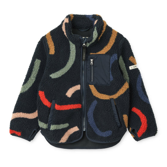 Liewood Nolan Pile Jacket Graphic swirls Classic navy