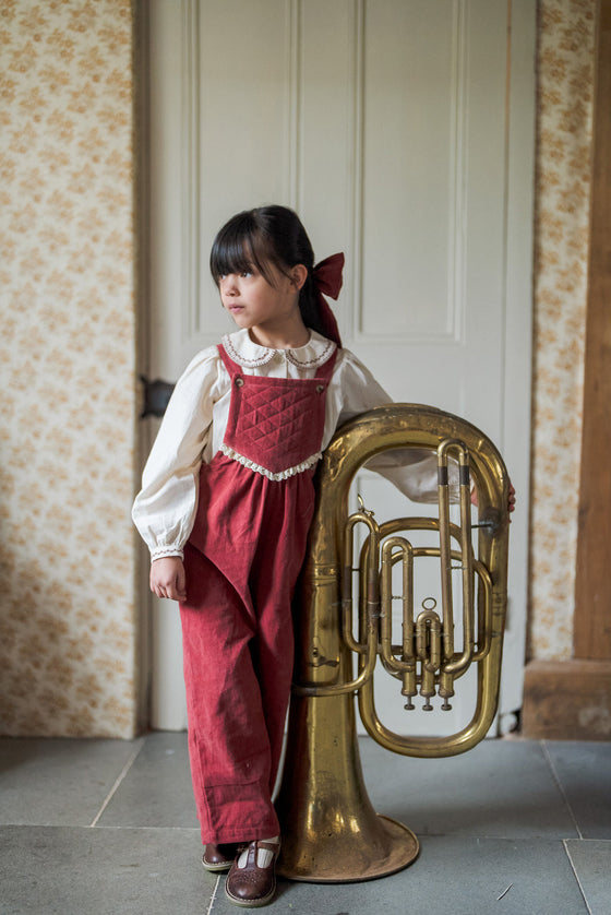 Little Cotton Clothes Veronica Dungarees Apple Butter Velvet