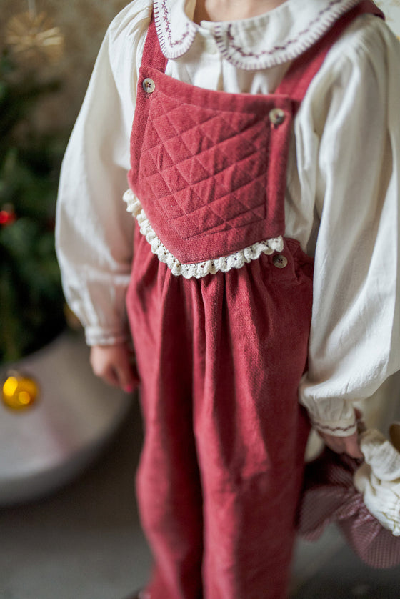 Little Cotton Clothes Veronica Dungarees Apple Butter Velvet