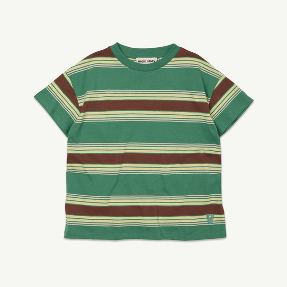 Main Story Loose Tee Bottle Green Stripe