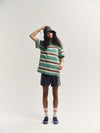 Main Story Loose Tee Bottle Green Stripe