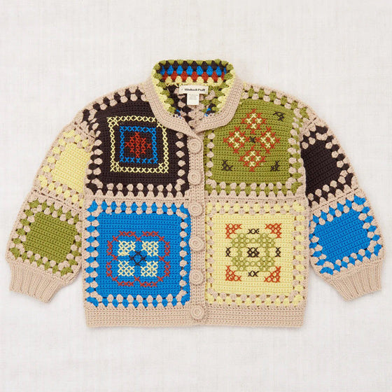 Misha and Puff Cross Stitch Crochet Cardigan Patina