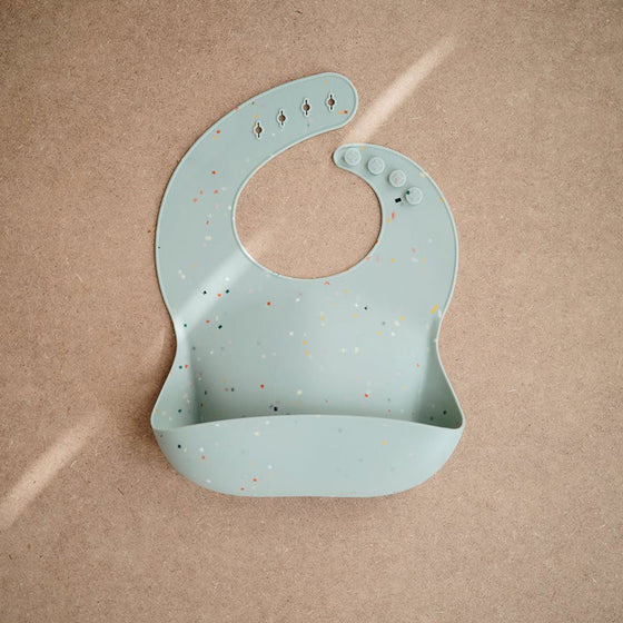 Mushie Silicone Bib Cambridge Blue Confetti