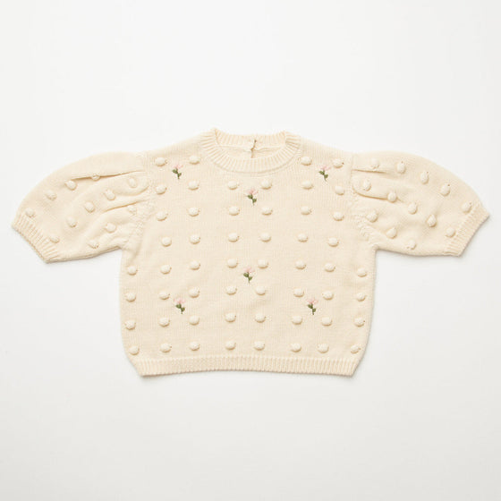 Nellie Quats Scrabble Knitted Top Milk