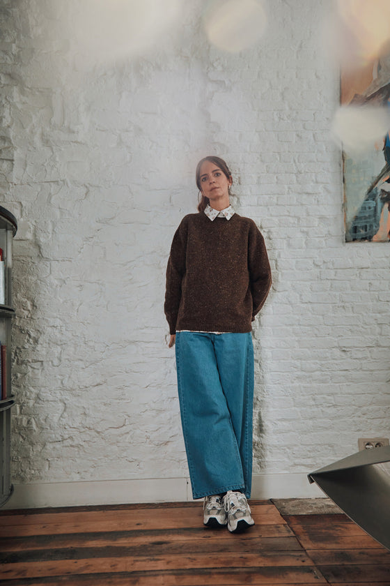 Poudre Organic Womens Wool Jumper THÉ Speckled Chocolate