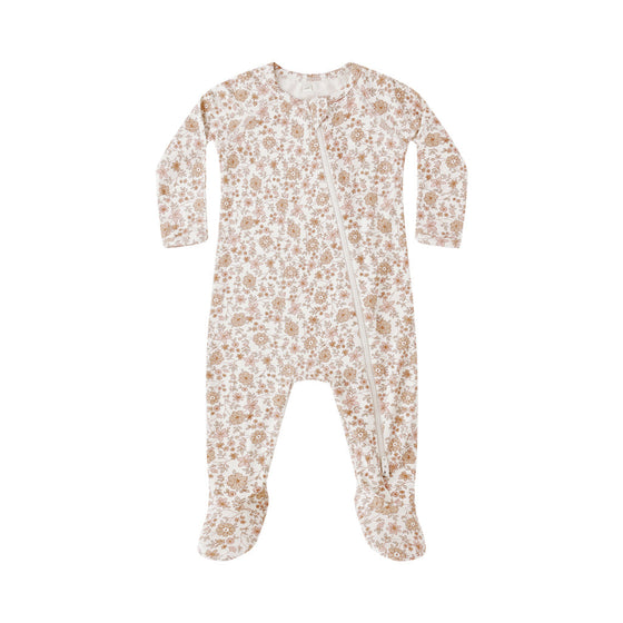 Quincy Mae Bamboo Zip Footie Onesie Bloom