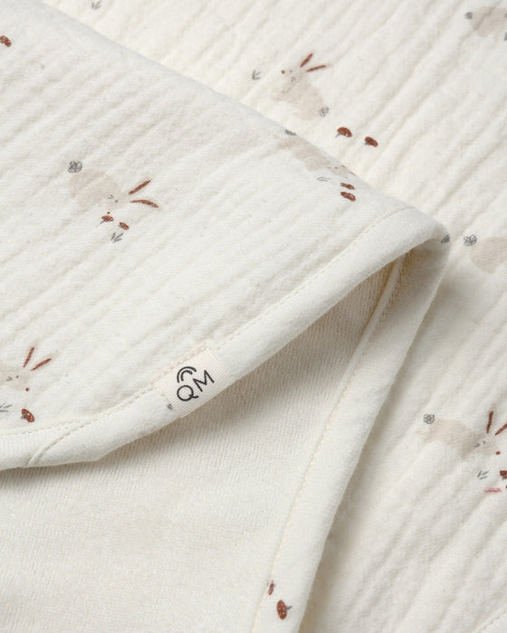 Quincy Mae Burp Cloth 2 Pack Bunnies Cedar Check