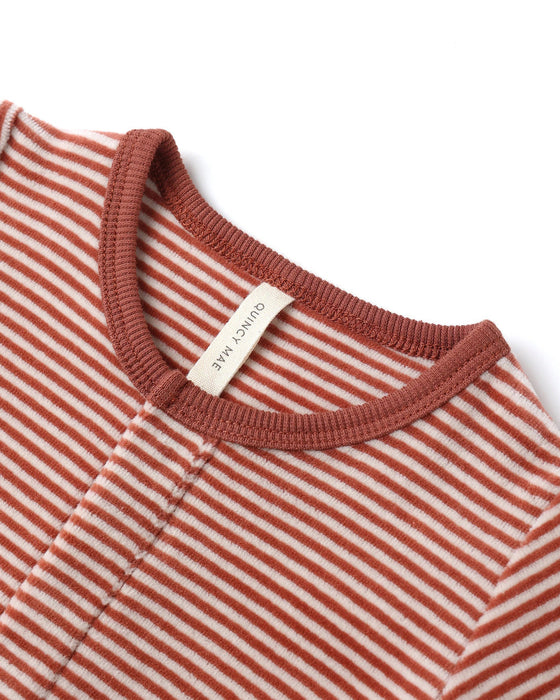 Quincy Mae Hidden Snap Footie Candy Stripe