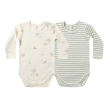  Quincy Mae Jersey Bodysuit 2 Pack Fox Land Fern Stripe
