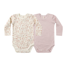  Quincy Mae Jersey Bodysuit 2 Pack French Garden Rose Micro Stripe