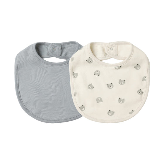 Quincy Mae Jersey Snap Bib 2 Pack Bears Steel Blue