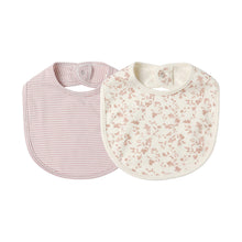  Quincy Mae Jersey Snap Bib 2 Pack French Garden Rose Micro Stripe