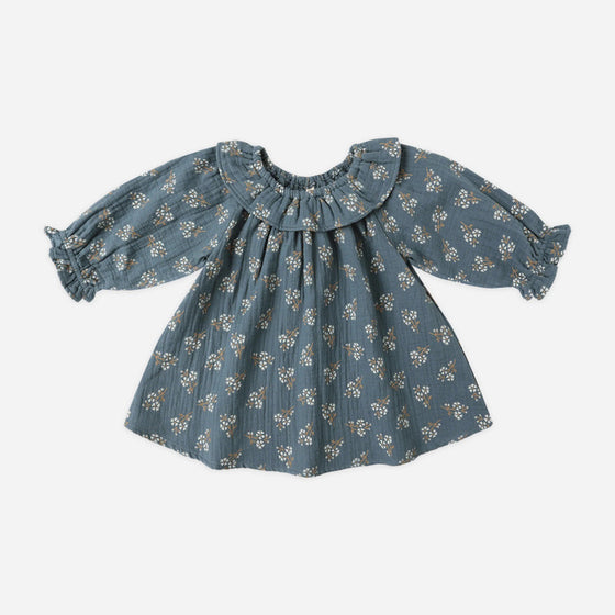 Quincy Mae Long Sleeve Isla Dress Blue Floral