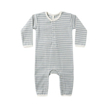  Quincy Mae Ribbed Baby Jumpsuit Steel Blue Micro Stripe