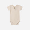 Quincy Mae Ribbed Henley Bodysuit Ecru