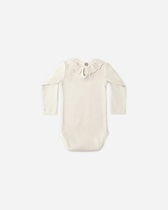 Quincy Mae Ruffle Collar Bodysuit Natural