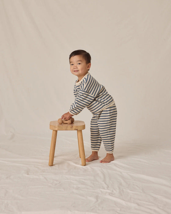 Quincy Mae Waffle Slouch Set Ocean Stripe