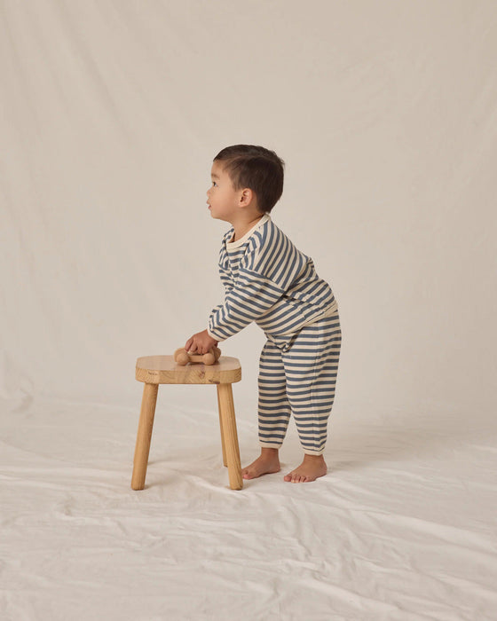 Quincy Mae Waffle Slouch Set Ocean Stripe