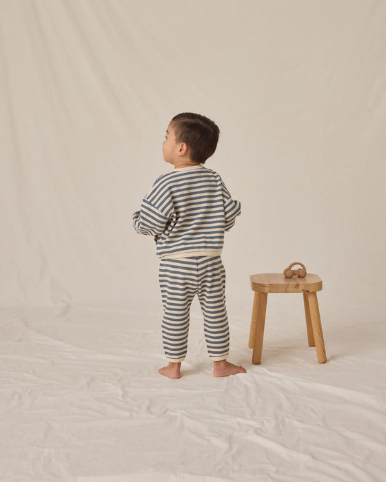 Quincy Mae Waffle Slouch Set Ocean Stripe