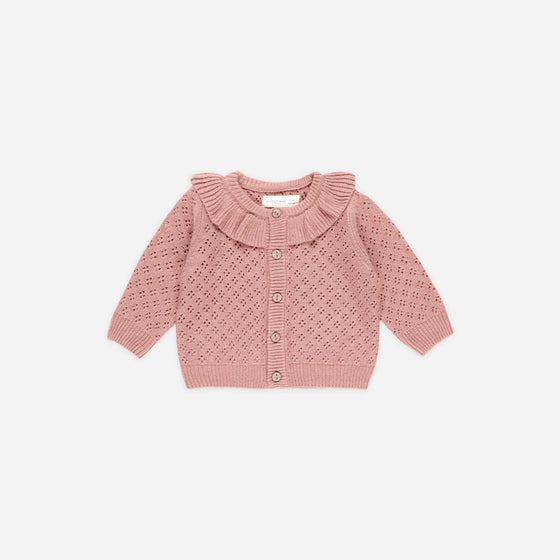 Quincy May Ruffle Collar Cardigan Lipstick