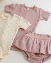 Quincy Mae Short Sleeve Waffle Bodysuit Mauve