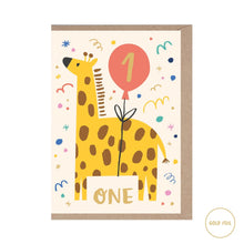  Rumble card Greeting Cards 1 Year Old Giraffe Foiled