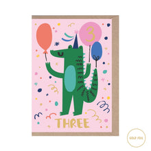  Rumble card Greeting Cards 3 Years Old Crocodile Foiled