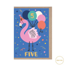  Rumble card Greeting Cards 5 Years Old Flamingo Foiled