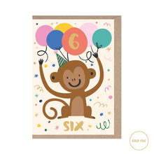  Rumble card Greeting Cards 6 Years Old Monkey Foiled