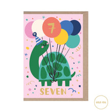  Rumble card Greeting Cards 7 Years Old Turtle Foiled