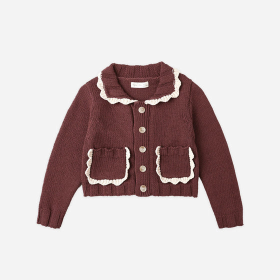 Rylee Cru COLLARED CARDIGAN BURGUNDY